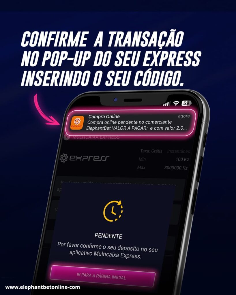 Confirmar transação no Multicaixa Express da ElephantBet