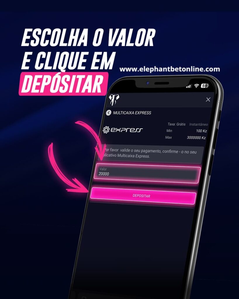 Escolher valor do depósito na ElephantBet