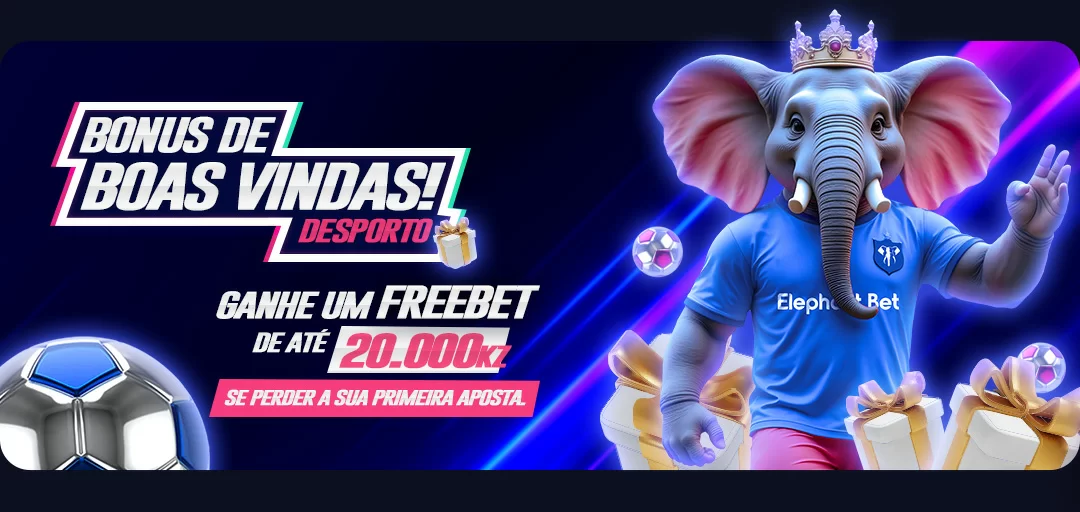 Bónus de Boas-Vindas Faça o seu primeiro depósito na Elephantbet, realize uma aposta qualificativa e receba uma Aposta Grátis de até 25.000 Kz para impulsionar as suas apostas desportivas!