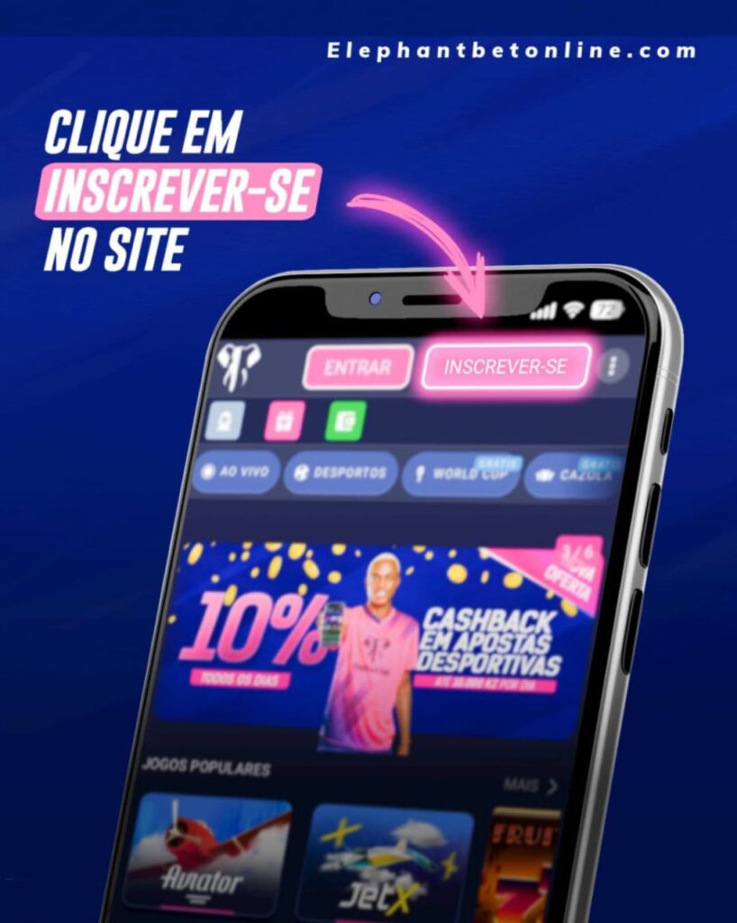 Clique no botão “Inscrever-se” para criar conta na ElephantBet Angola.
