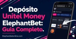 Telemóvel a mostrar as opções de depósito Unitel Money na ElephantBet Angola